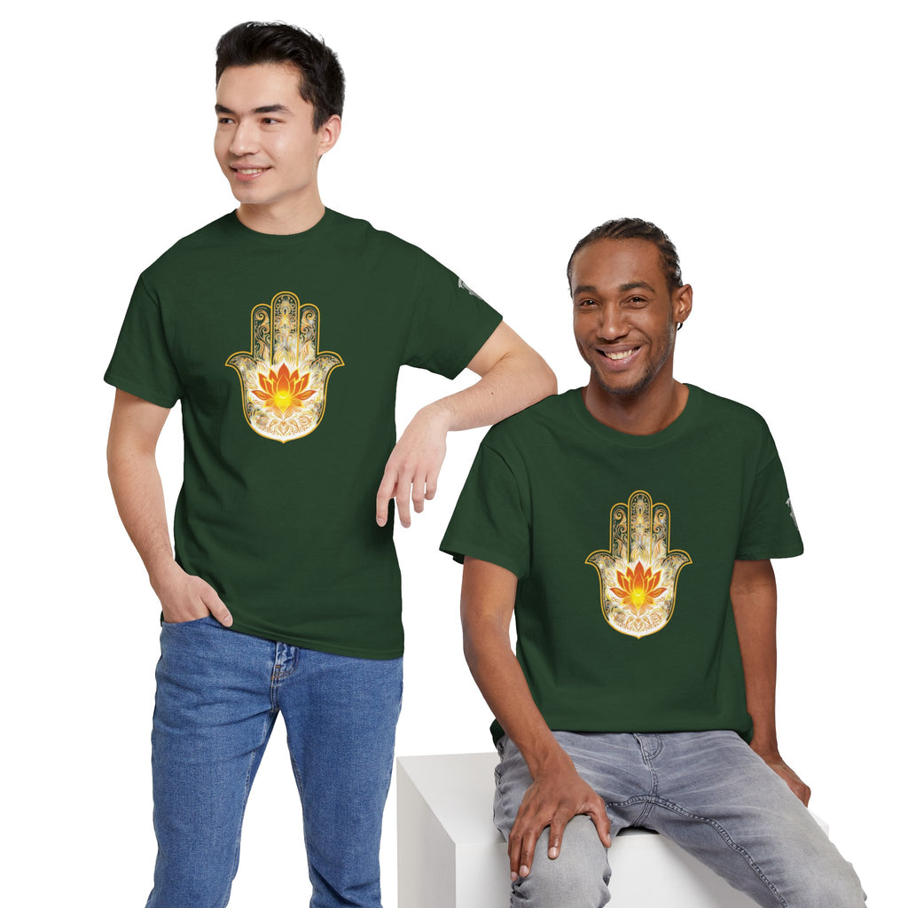 Hamsa Lotus T-Shirt — Spiritual Protection T-Shirt with Lotus and Hamsa Design