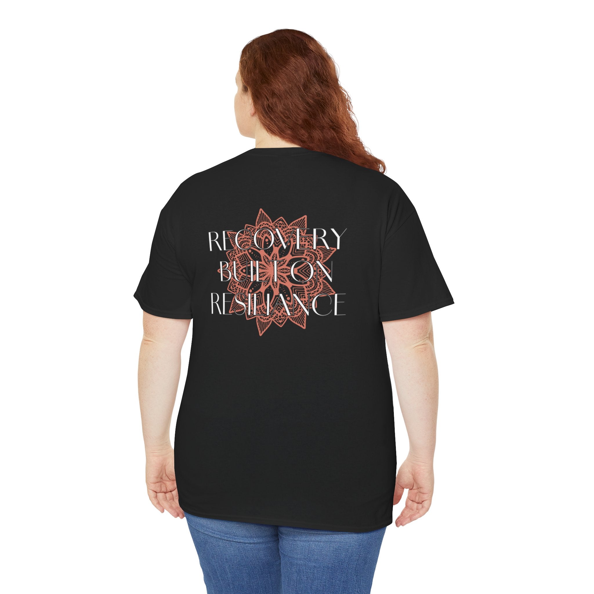 Recovery Built on Resilience Tee — Minimal Lotus Graphic Motivational T‑Shirt