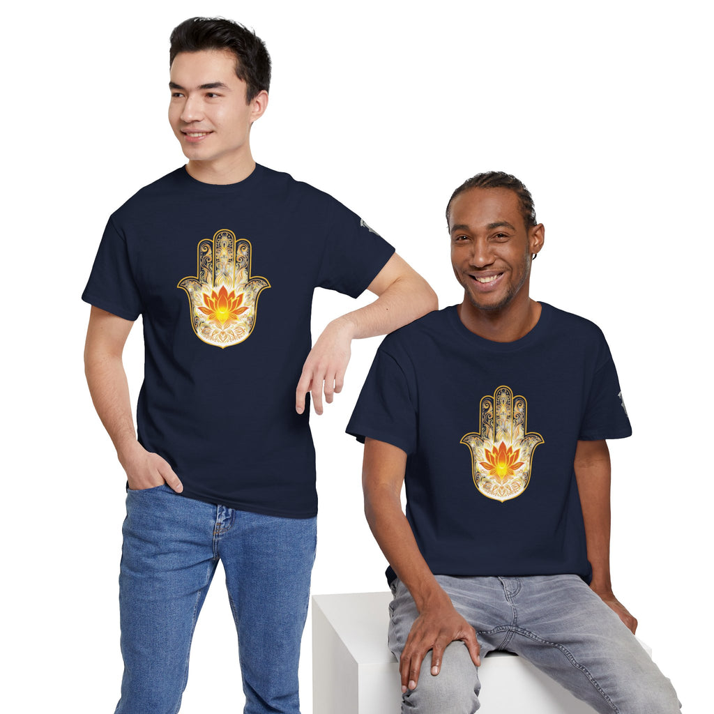 Hamsa Lotus T-Shirt — Spiritual Protection T-Shirt with Lotus and Hamsa Design