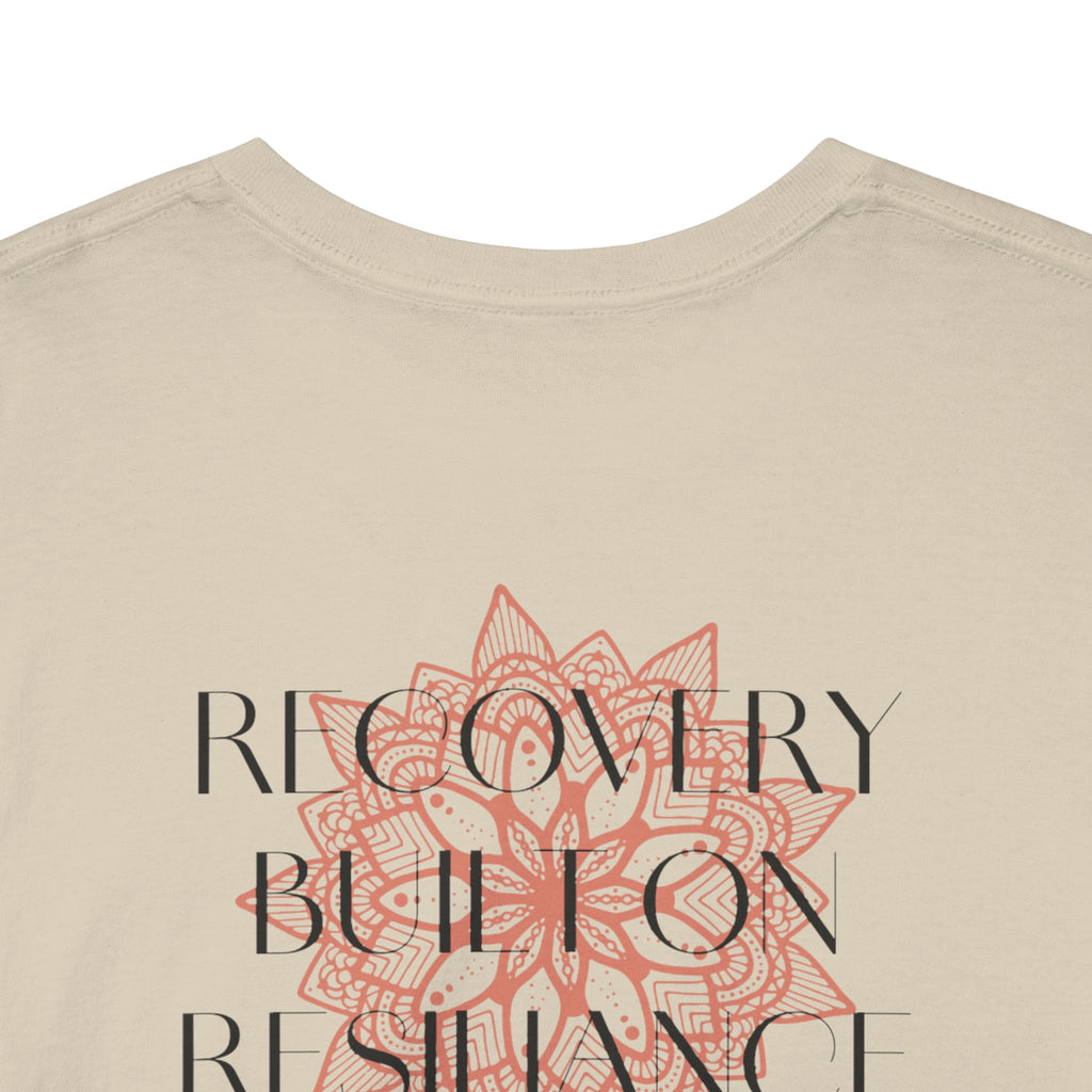 Recovery Built on Resilience Tee — Minimal Lotus Graphic Motivational T‑Shirt
