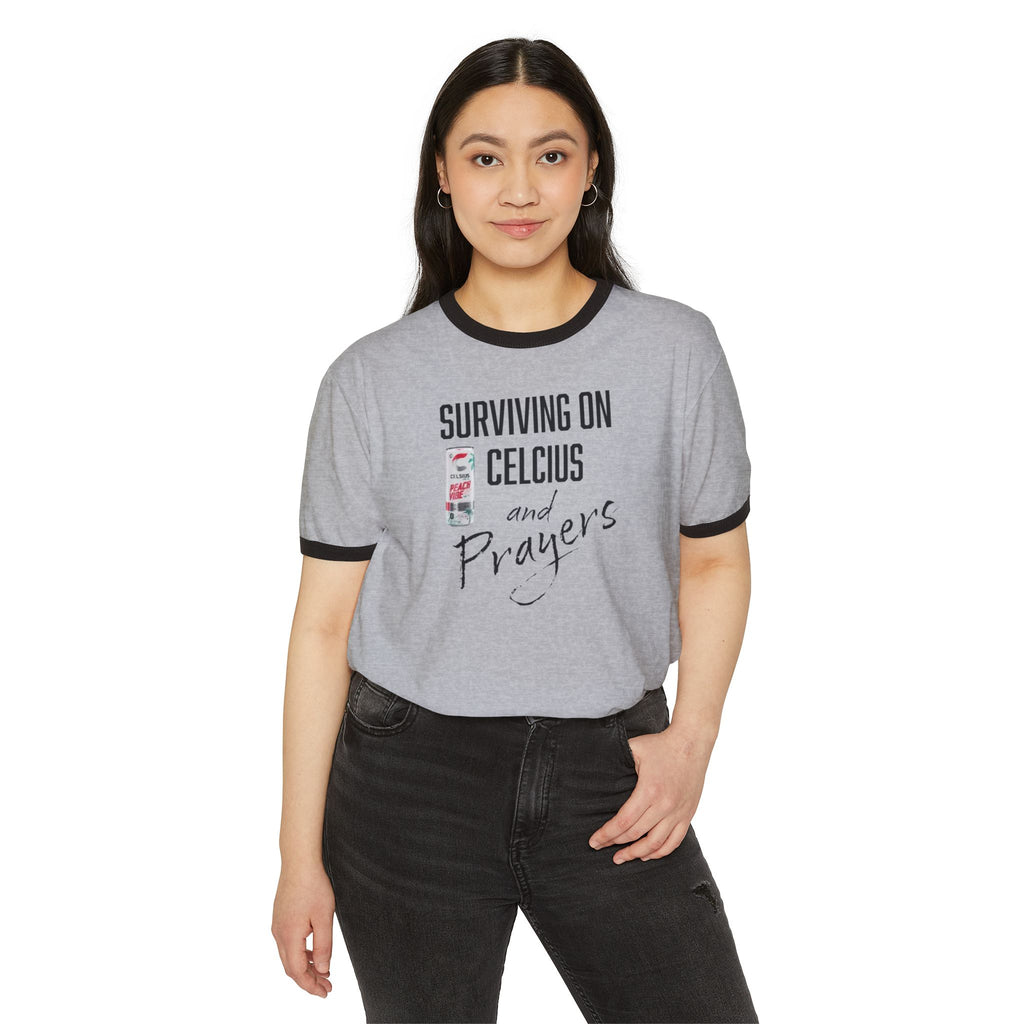 Surviving on Celsius and Prayers Ringer T-Shirt