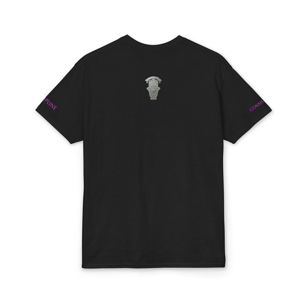 LOCK THE FUCK IN Graphic T‑Shirt — Bold Pink Logo Circle Design