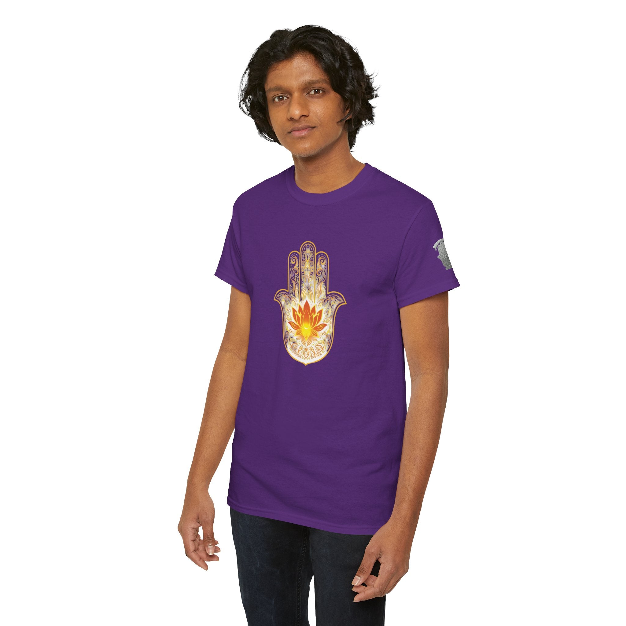 Hamsa Lotus T-Shirt — Spiritual Protection T-Shirt with Lotus and Hamsa Design