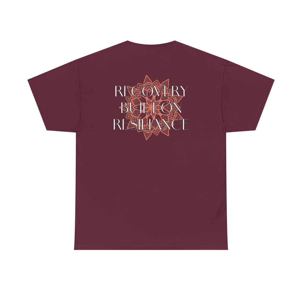 Recovery Built on Resilience Tee — Minimal Lotus Graphic Motivational T‑Shirt