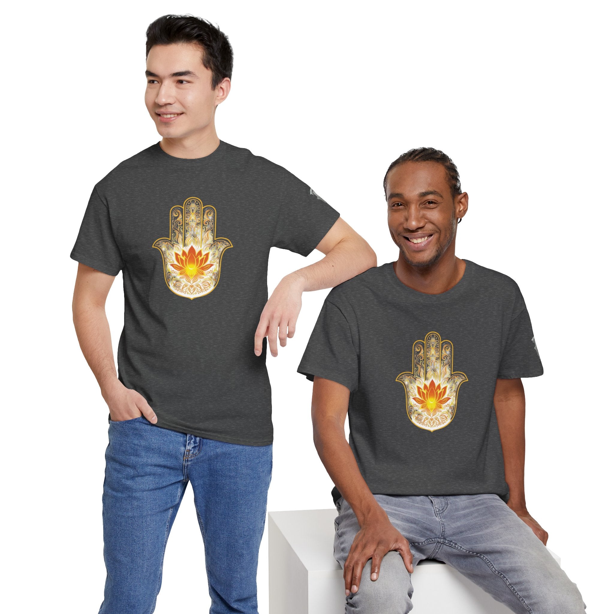 Hamsa Lotus T-Shirt — Spiritual Protection T-Shirt with Lotus and Hamsa Design