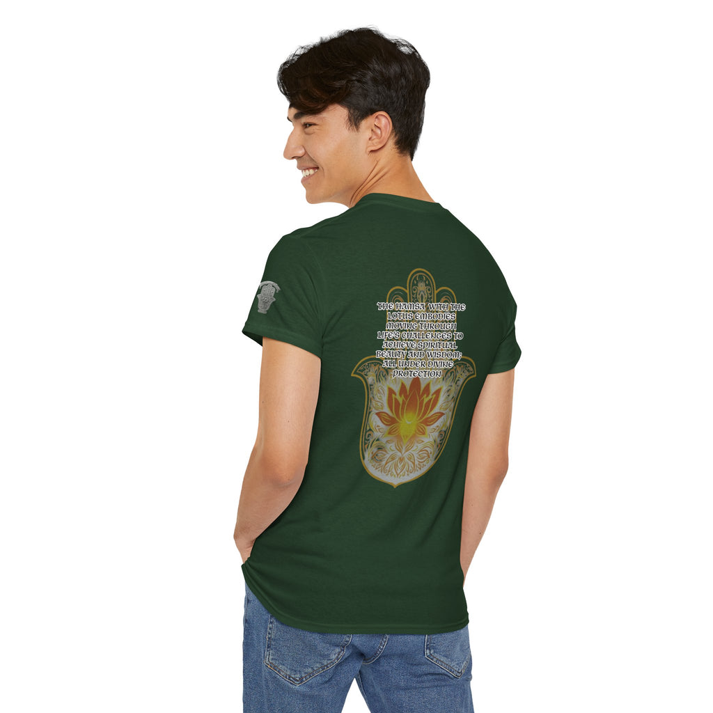 Hamsa Lotus T-Shirt — Spiritual Protection T-Shirt with Lotus and Hamsa Design