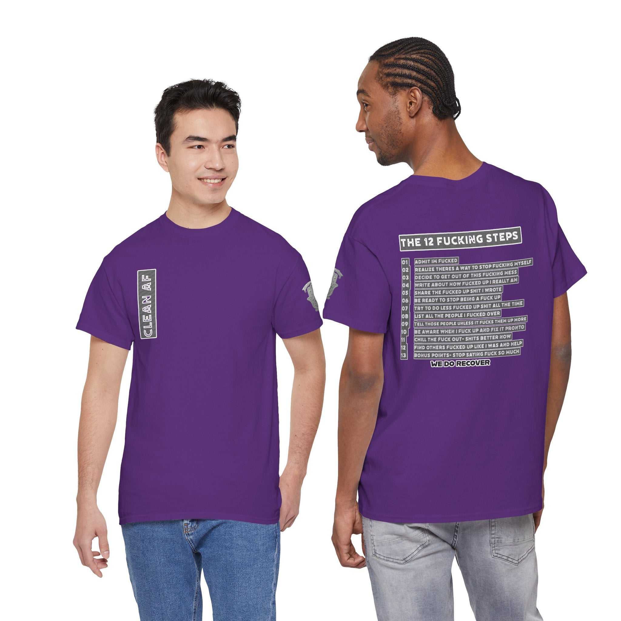 "Clean AF" 12 Steps Recovery Tee (The 12 Fucking Steps)