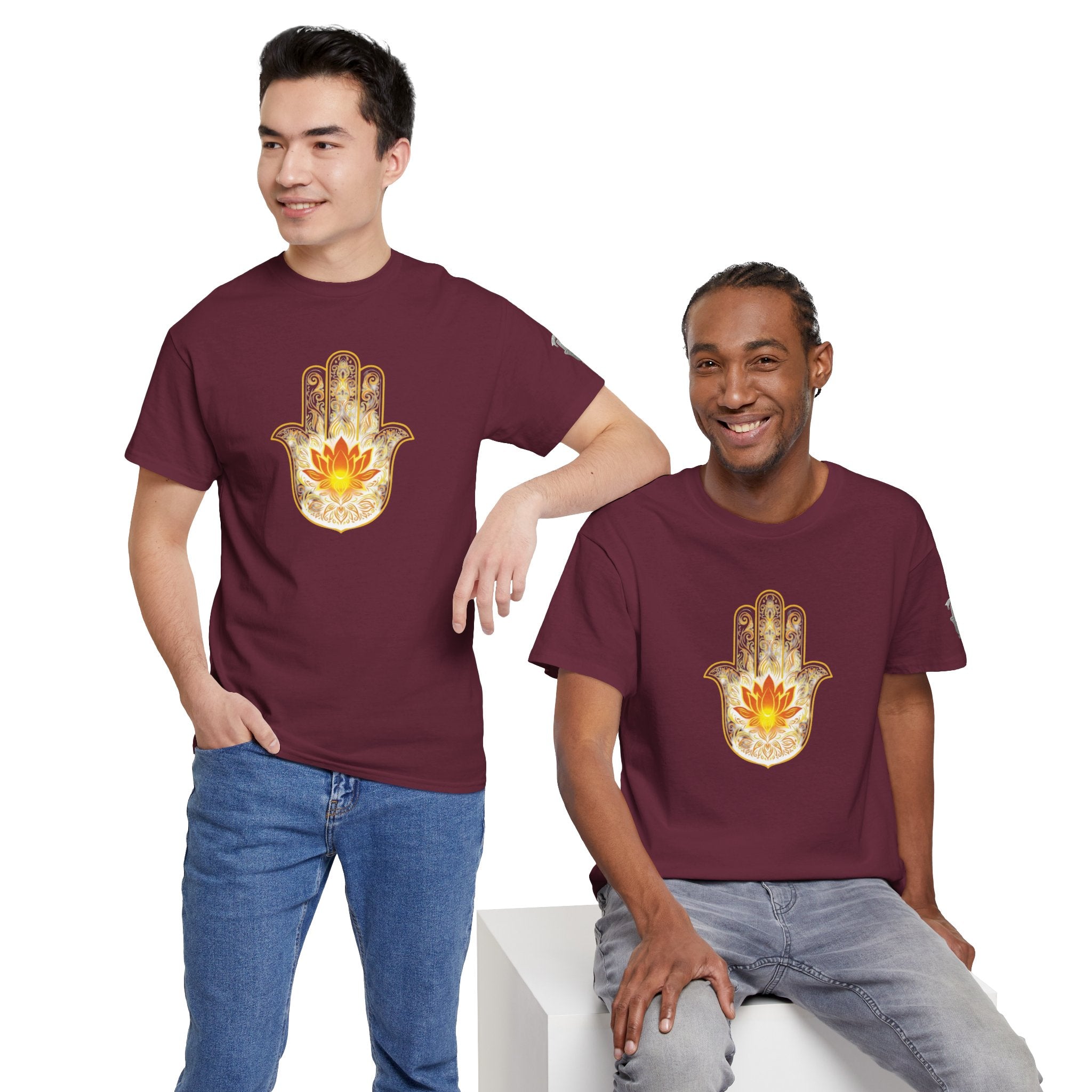 Hamsa Lotus T-Shirt — Spiritual Protection T-Shirt with Lotus and Hamsa Design