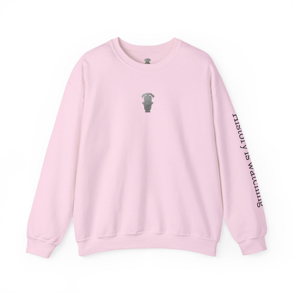 "MAKE YOUR MARK" Colorful Back Print, Sleeve Script Crewneck Sweatshirt