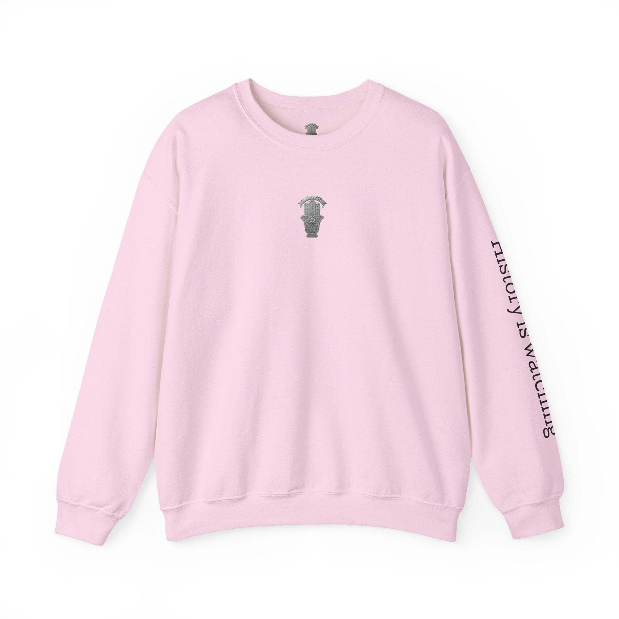 "MAKE YOUR MARK" Colorful Back Print, Sleeve Script Crewneck Sweatshirt