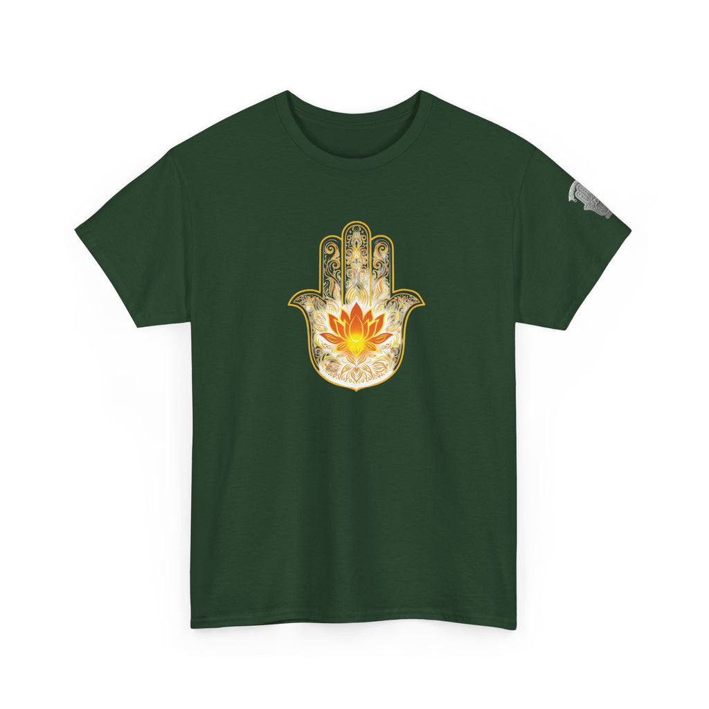 Hamsa Lotus T-Shirt — Spiritual Protection T-Shirt with Lotus and Hamsa Design