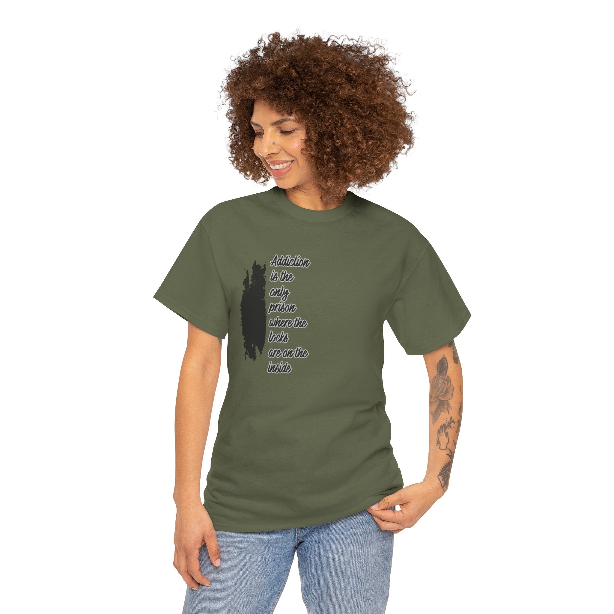 Addiction Is The Only Prison T-Shirt — Inspirational Recovery Tee