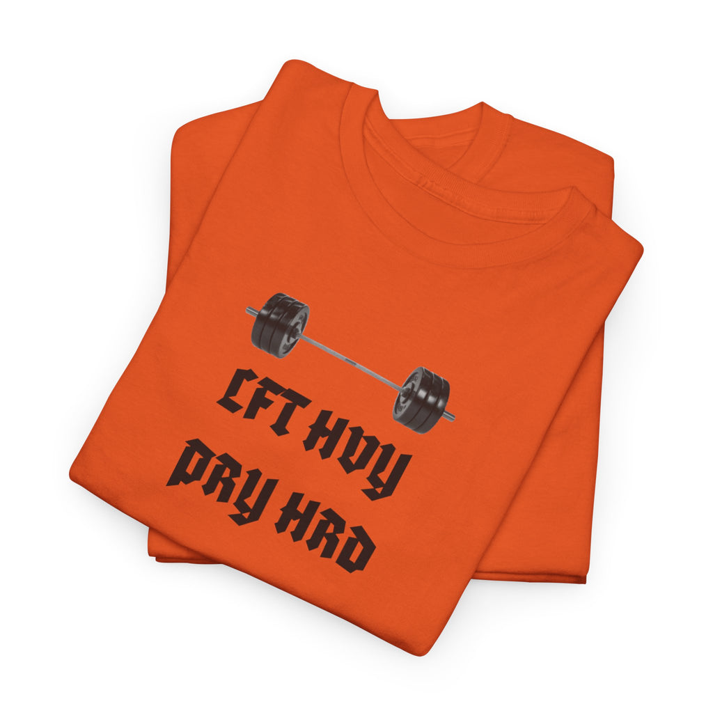 Gym Tee — "Lift Heavy, Pray Hard" Barbell Workout T-Shirt
