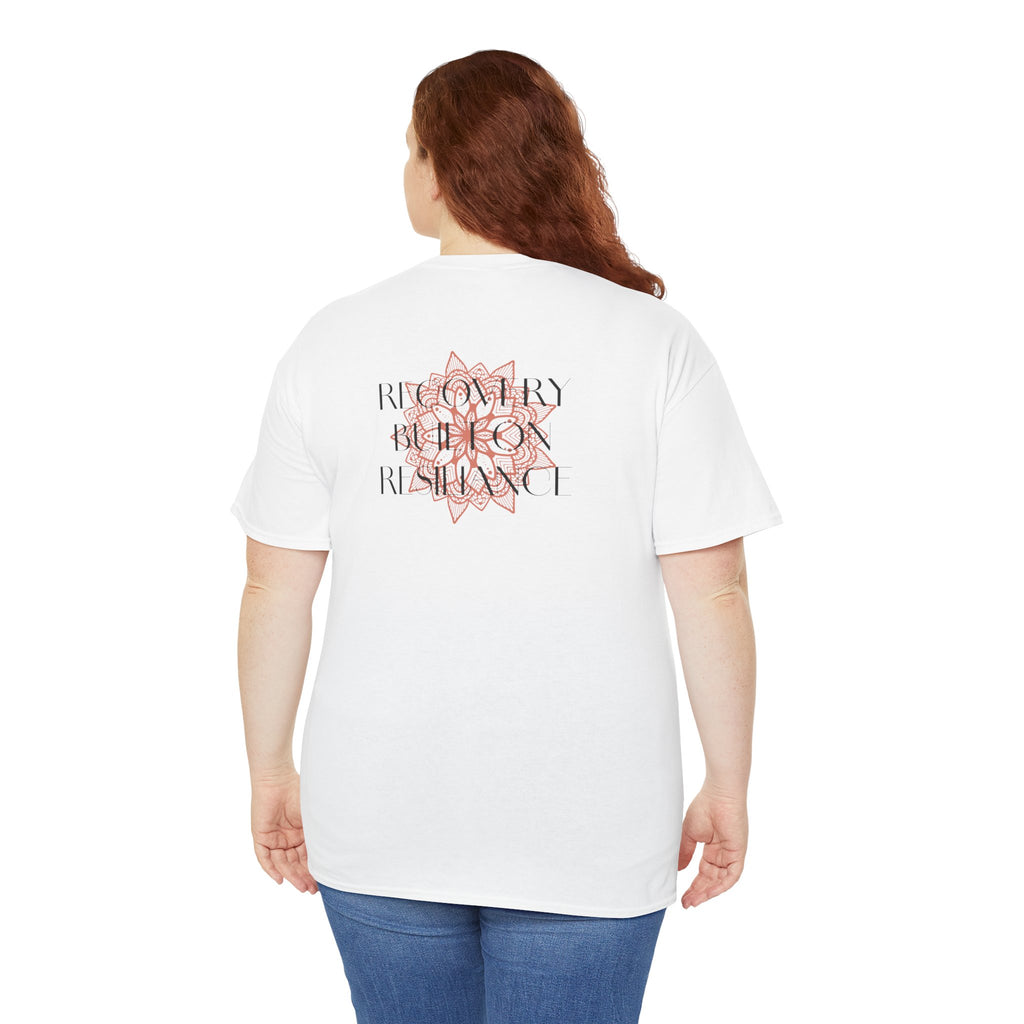 Recovery Built on Resilience Tee — Minimal Lotus Graphic Motivational T‑Shirt