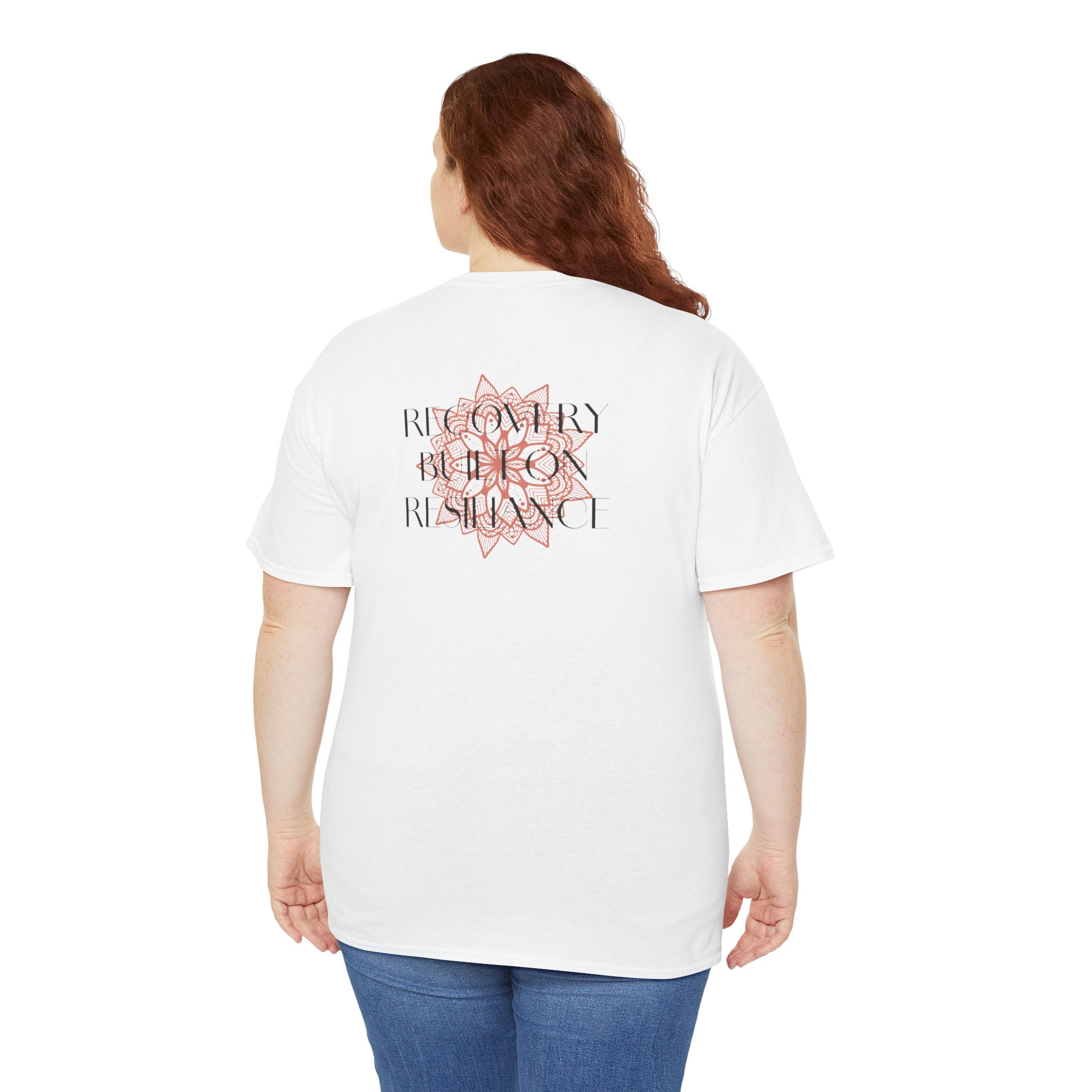 Recovery Built on Resilience Tee — Minimal Lotus Graphic Motivational T‑Shirt