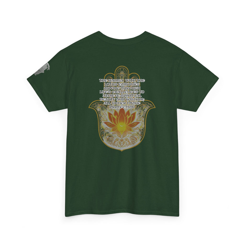 Hamsa Lotus T-Shirt — Spiritual Protection T-Shirt with Lotus and Hamsa Design