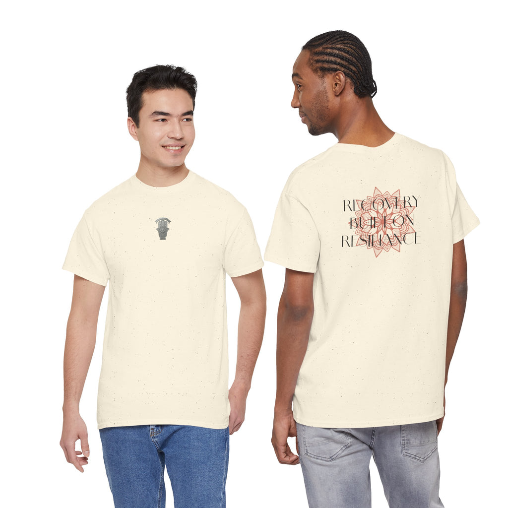 Recovery Built on Resilience Tee — Minimal Lotus Graphic Motivational T‑Shirt