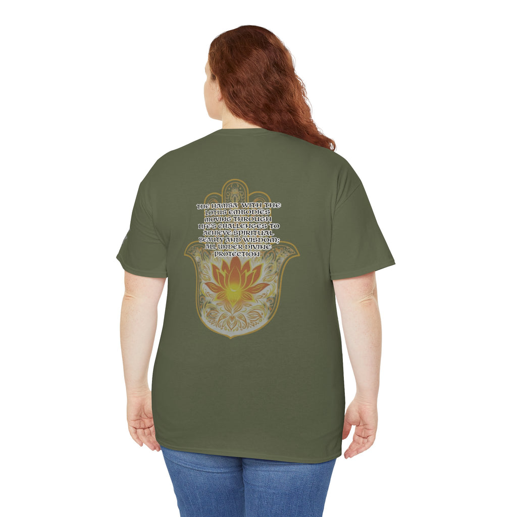 Hamsa Lotus T-Shirt — Spiritual Protection T-Shirt with Lotus and Hamsa Design
