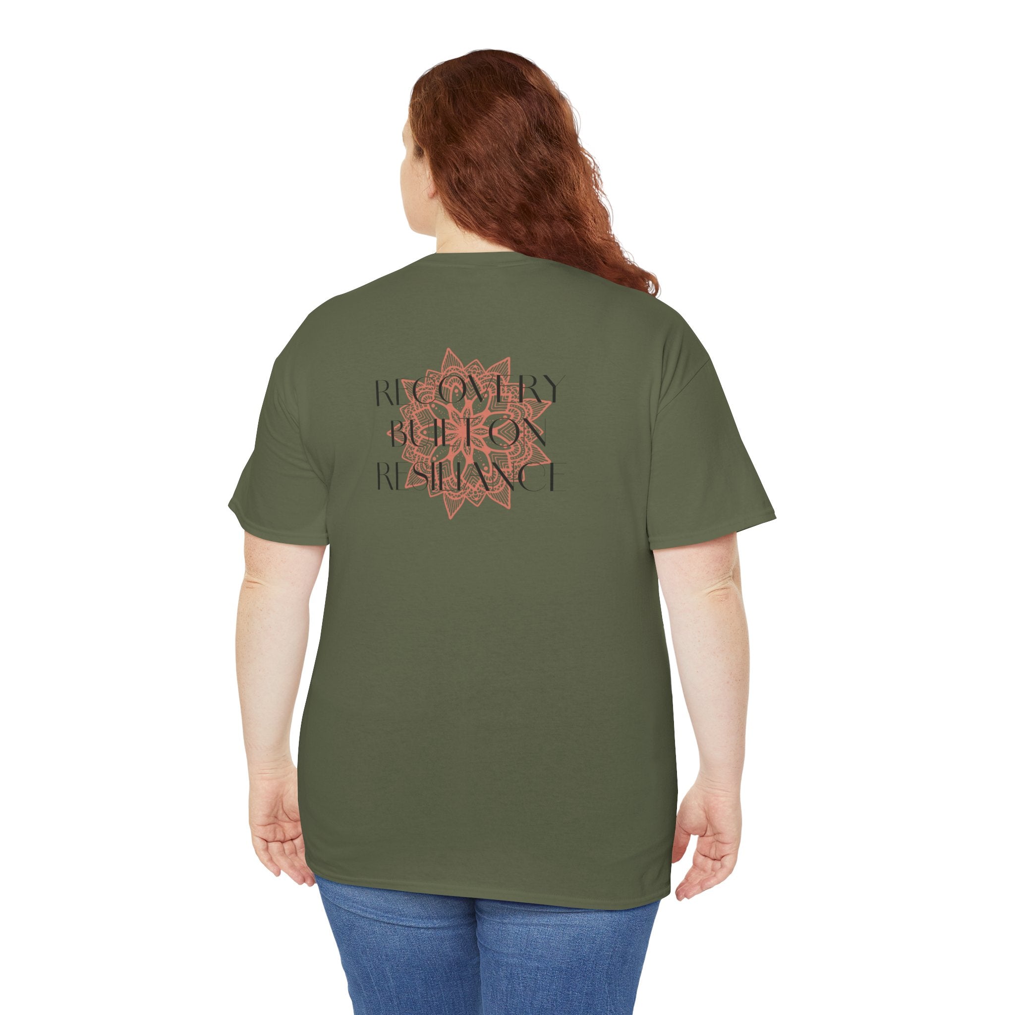 Recovery Built on Resilience Tee — Minimal Lotus Graphic Motivational T‑Shirt
