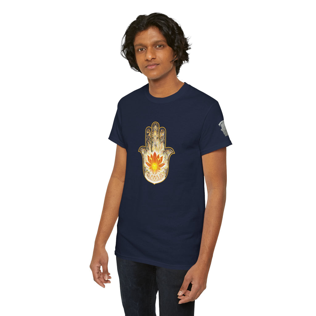 Hamsa Lotus T-Shirt — Spiritual Protection T-Shirt with Lotus and Hamsa Design
