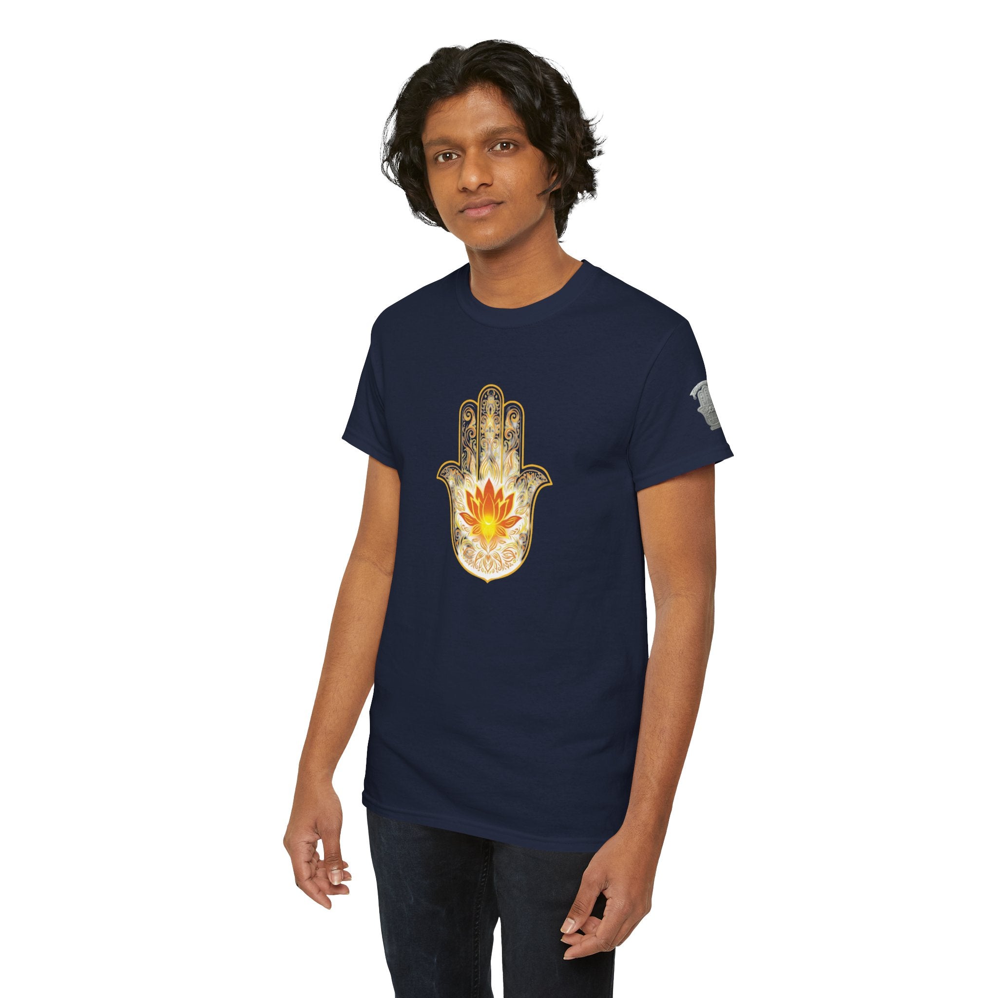 Hamsa Lotus T-Shirt — Spiritual Protection T-Shirt with Lotus and Hamsa Design