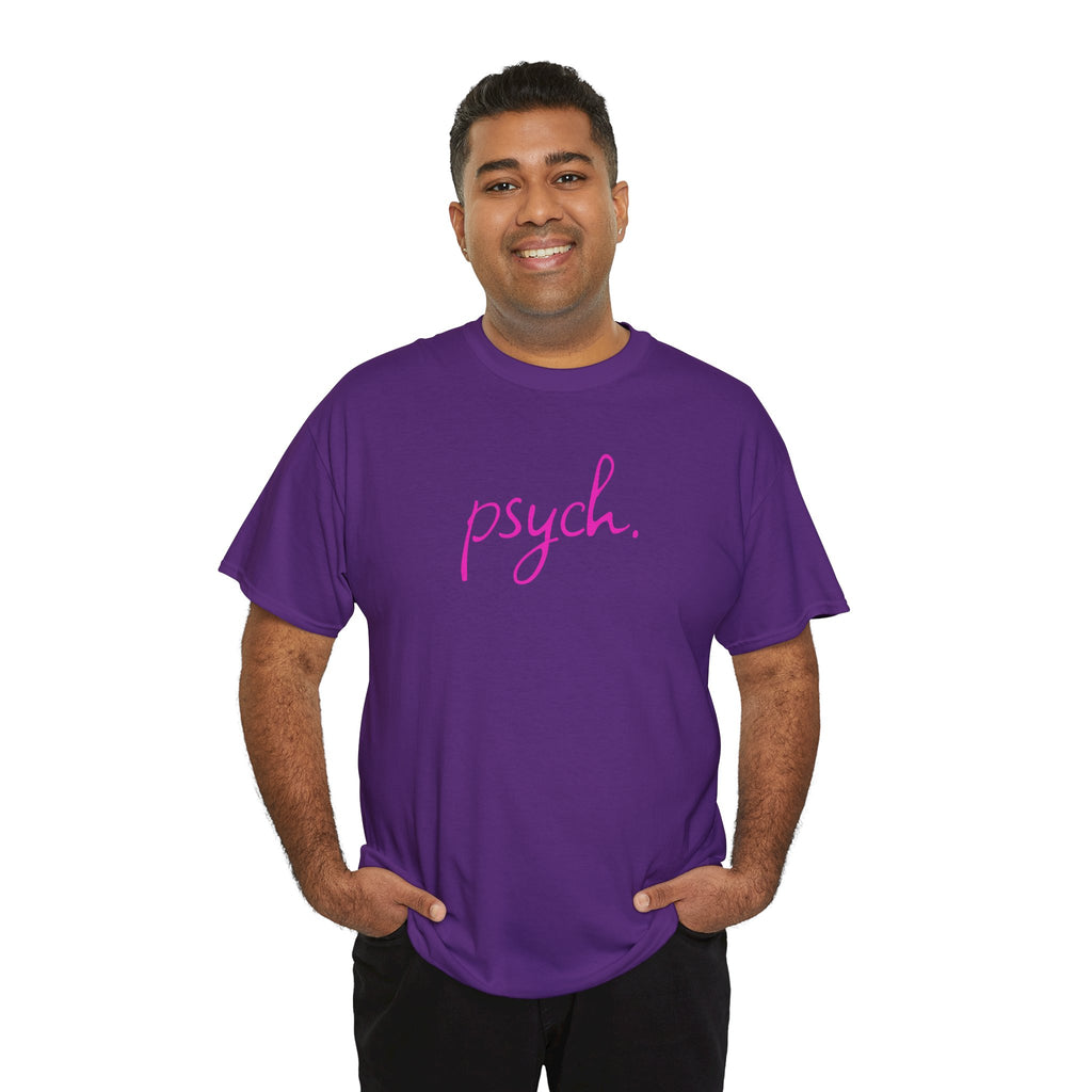 Psych Script T‑Shirt — Minimal Pink "psych." Tee for Psych Students & Mental Health Advocates