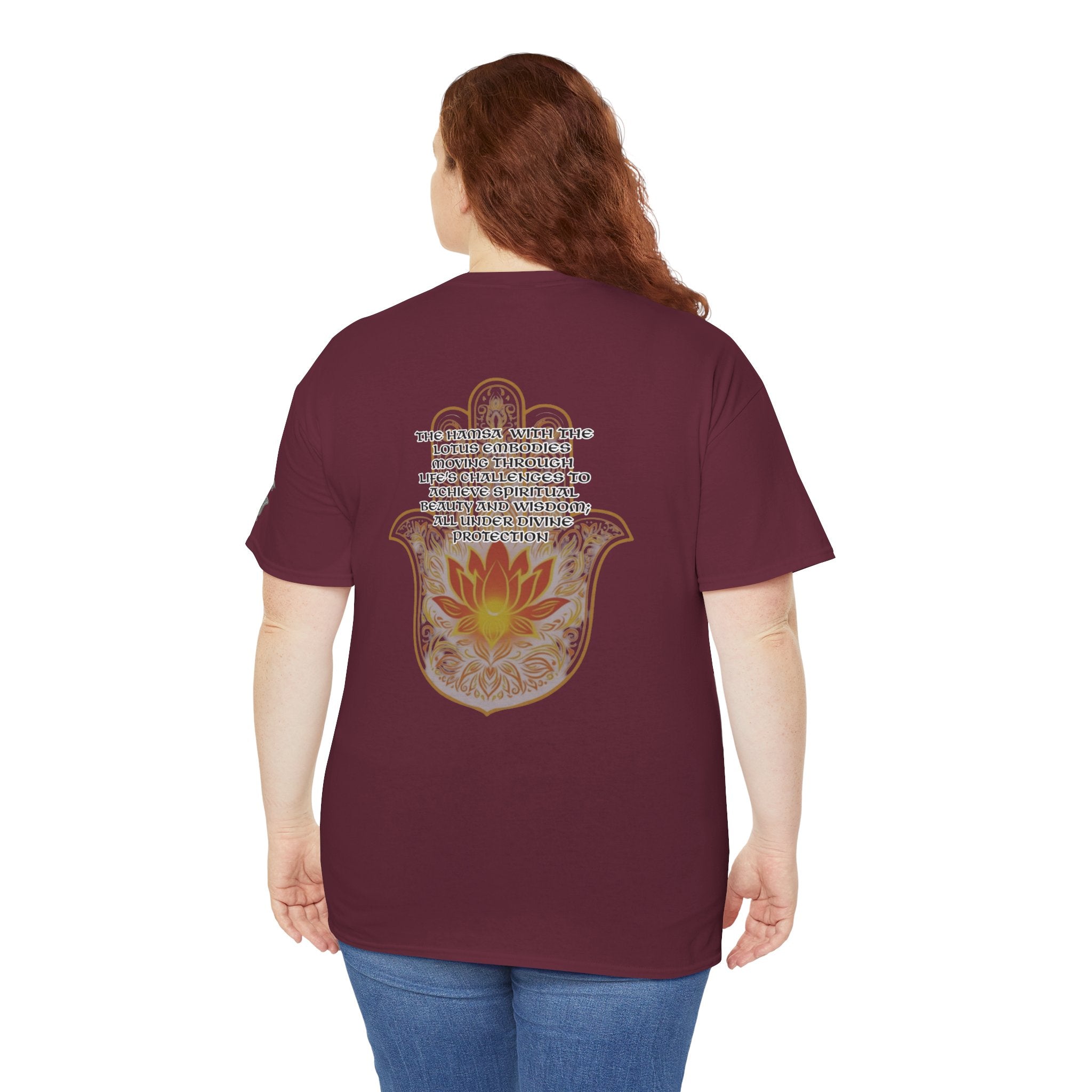 Hamsa Lotus T-Shirt — Spiritual Protection T-Shirt with Lotus and Hamsa Design