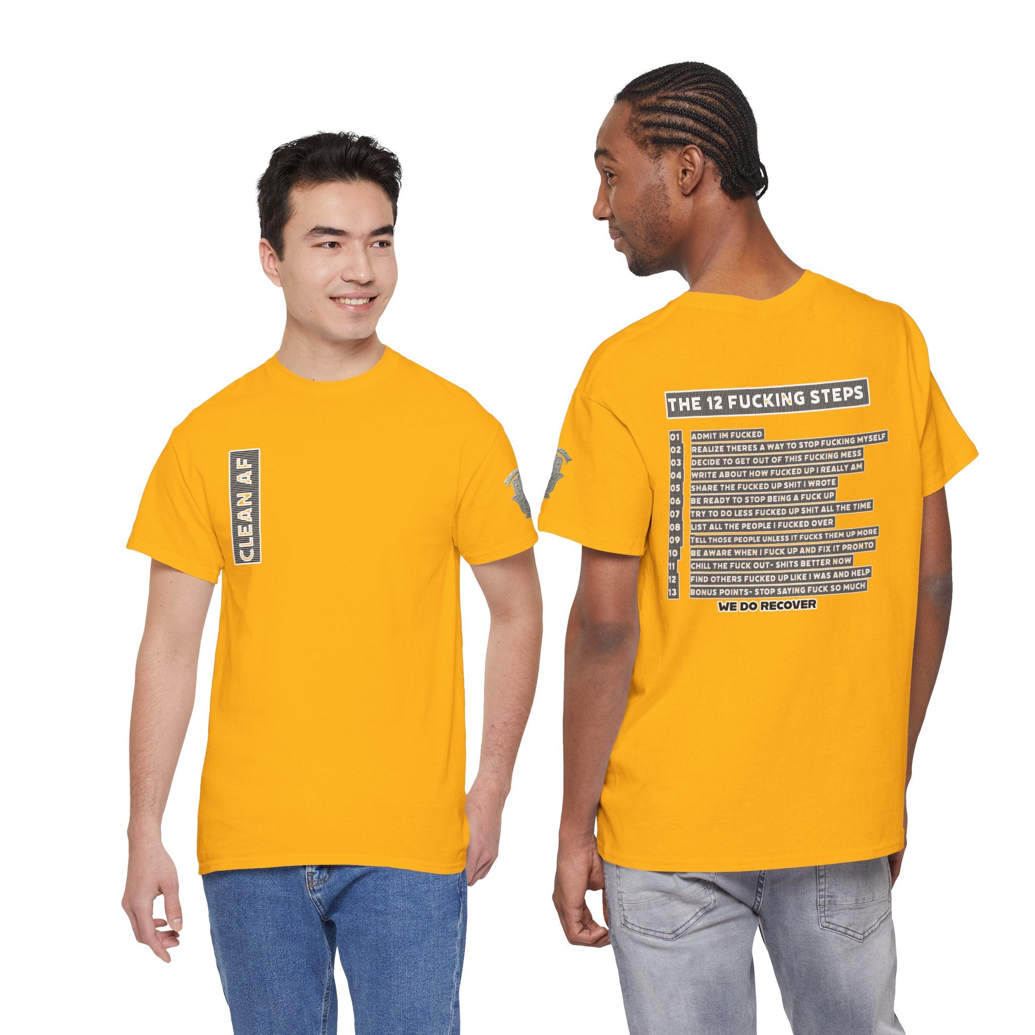 "Clean AF" 12 Steps Recovery Tee (The 12 Fucking Steps)