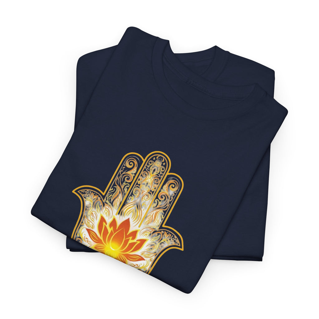 Hamsa Lotus T-Shirt — Spiritual Protection T-Shirt with Lotus and Hamsa Design