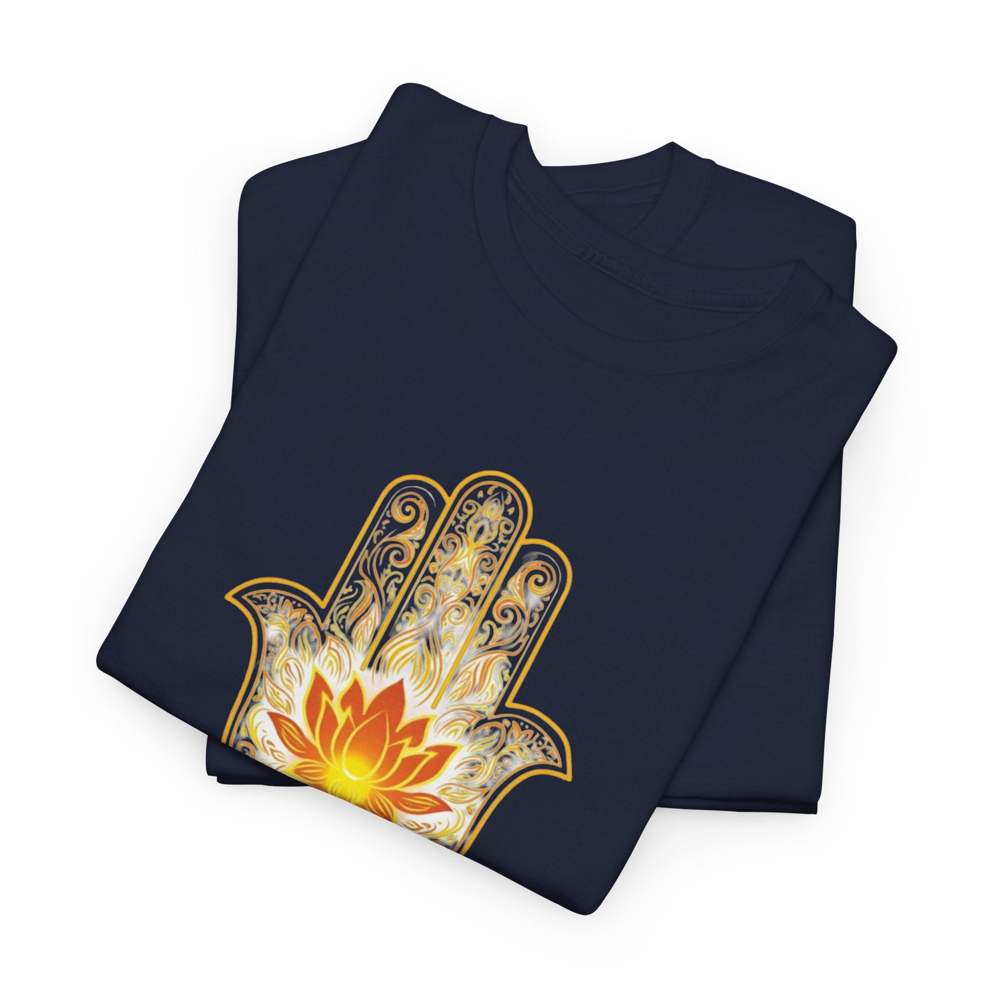 Hamsa Lotus T-Shirt — Spiritual Protection T-Shirt with Lotus and Hamsa Design