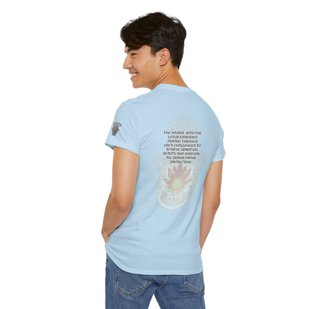 Hamsa Lotus T-Shirt — Spiritual Protection T-Shirt with Lotus and Hamsa Design
