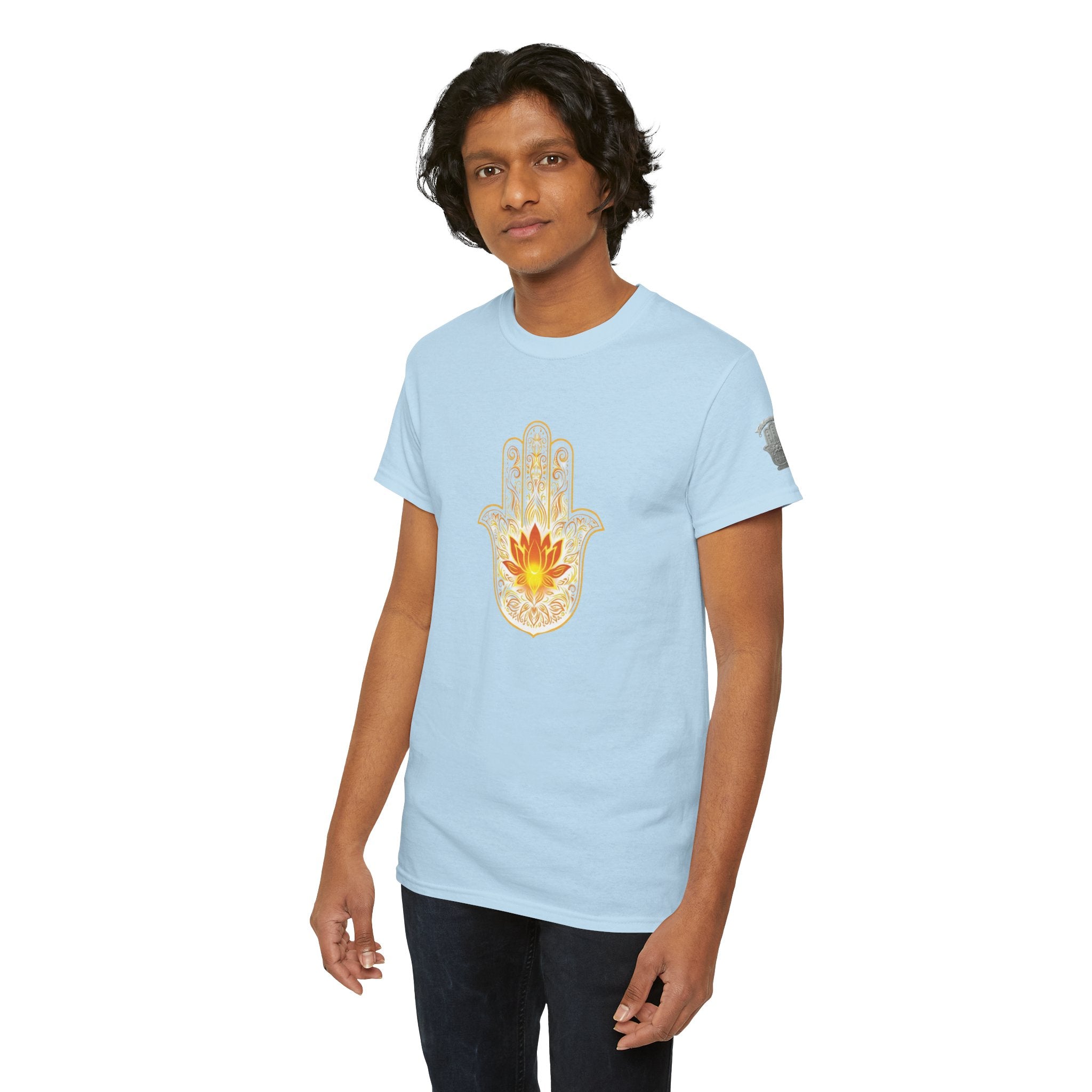 Hamsa Lotus T-Shirt — Spiritual Protection T-Shirt with Lotus and Hamsa Design