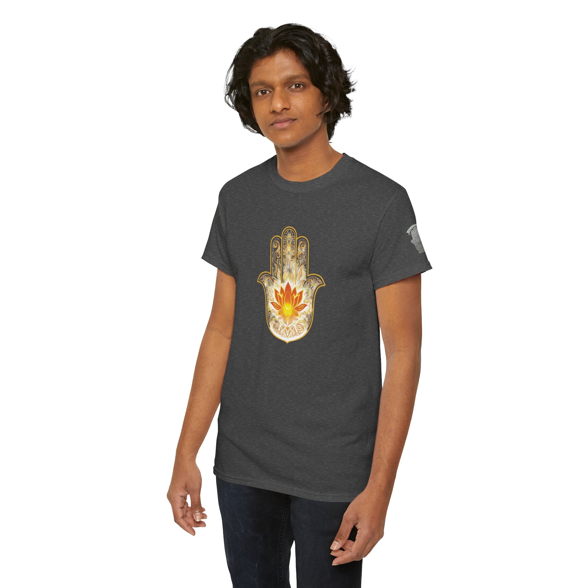 Hamsa Lotus T-Shirt — Spiritual Protection T-Shirt with Lotus and Hamsa Design