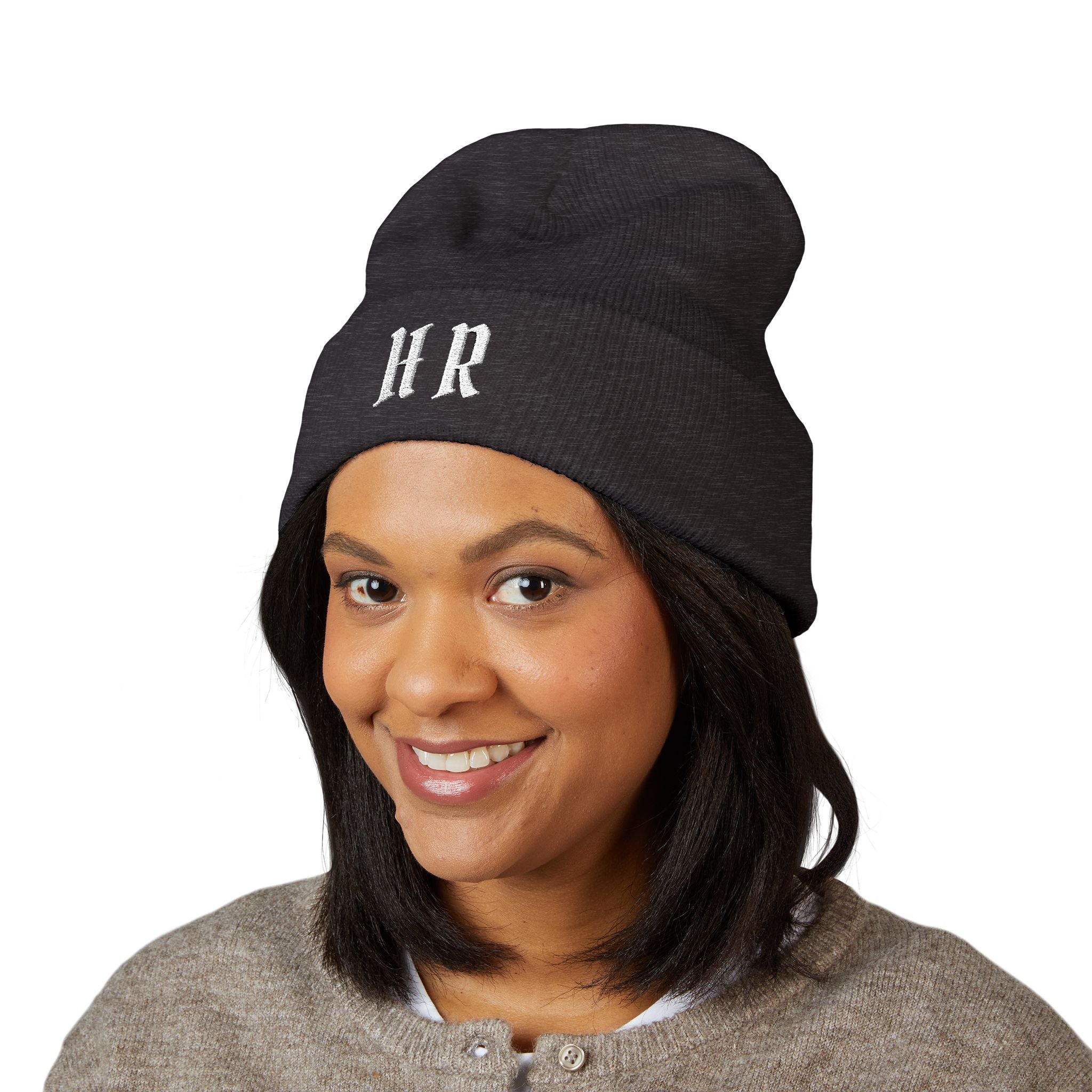 Hollywood Reed "HR" Beenie Embroidered Monogram HR Winter Hat
