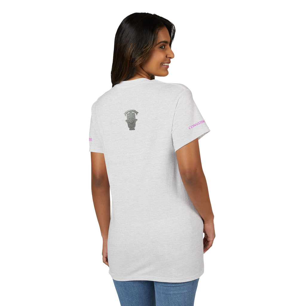 LOCK THE FUCK IN Graphic T‑Shirt — Bold Pink Logo Circle Design