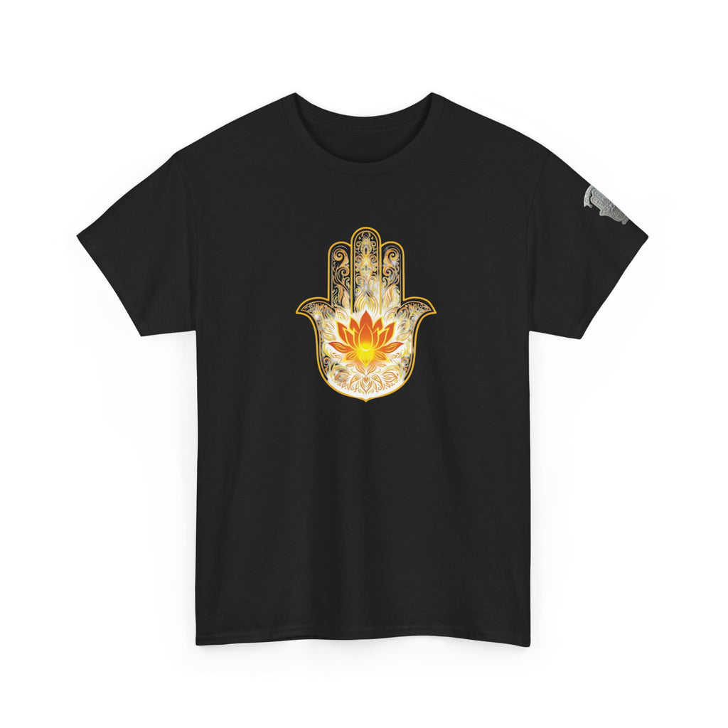 Hamsa Lotus T-Shirt — Spiritual Protection T-Shirt with Lotus and Hamsa Design