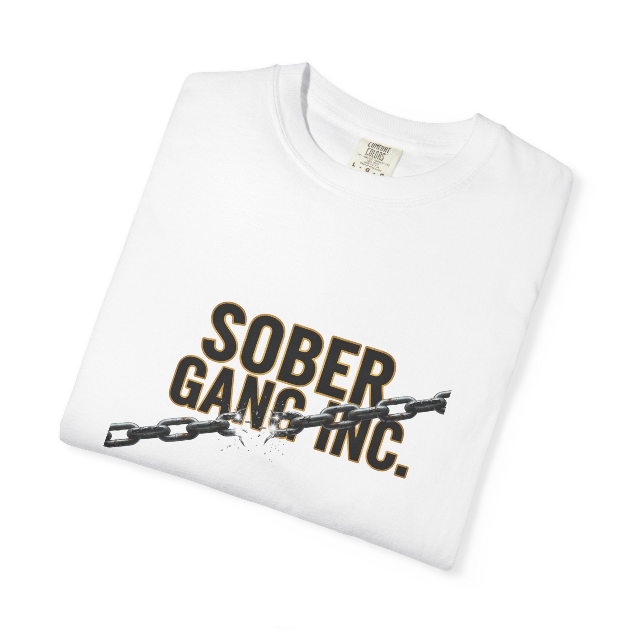 Sober Gang Inc. Graphic T-Shirt — Recovery Support Tee with Broken Chain Design