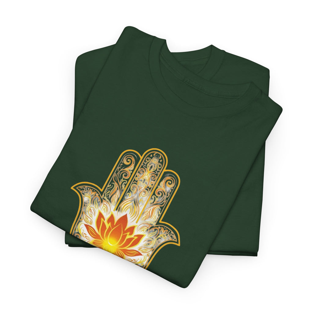 Hamsa Lotus T-Shirt — Spiritual Protection T-Shirt with Lotus and Hamsa Design
