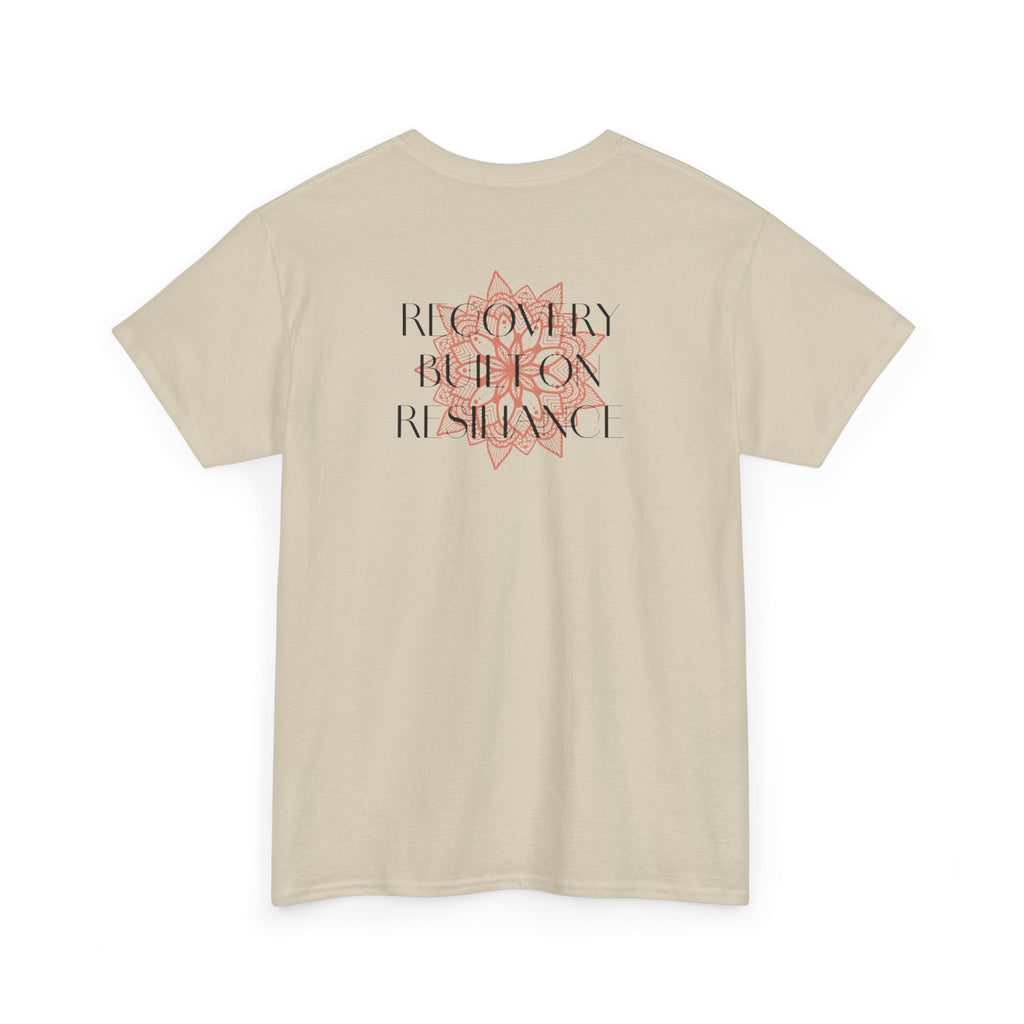 Recovery Built on Resilience Tee — Minimal Lotus Graphic Motivational T‑Shirt