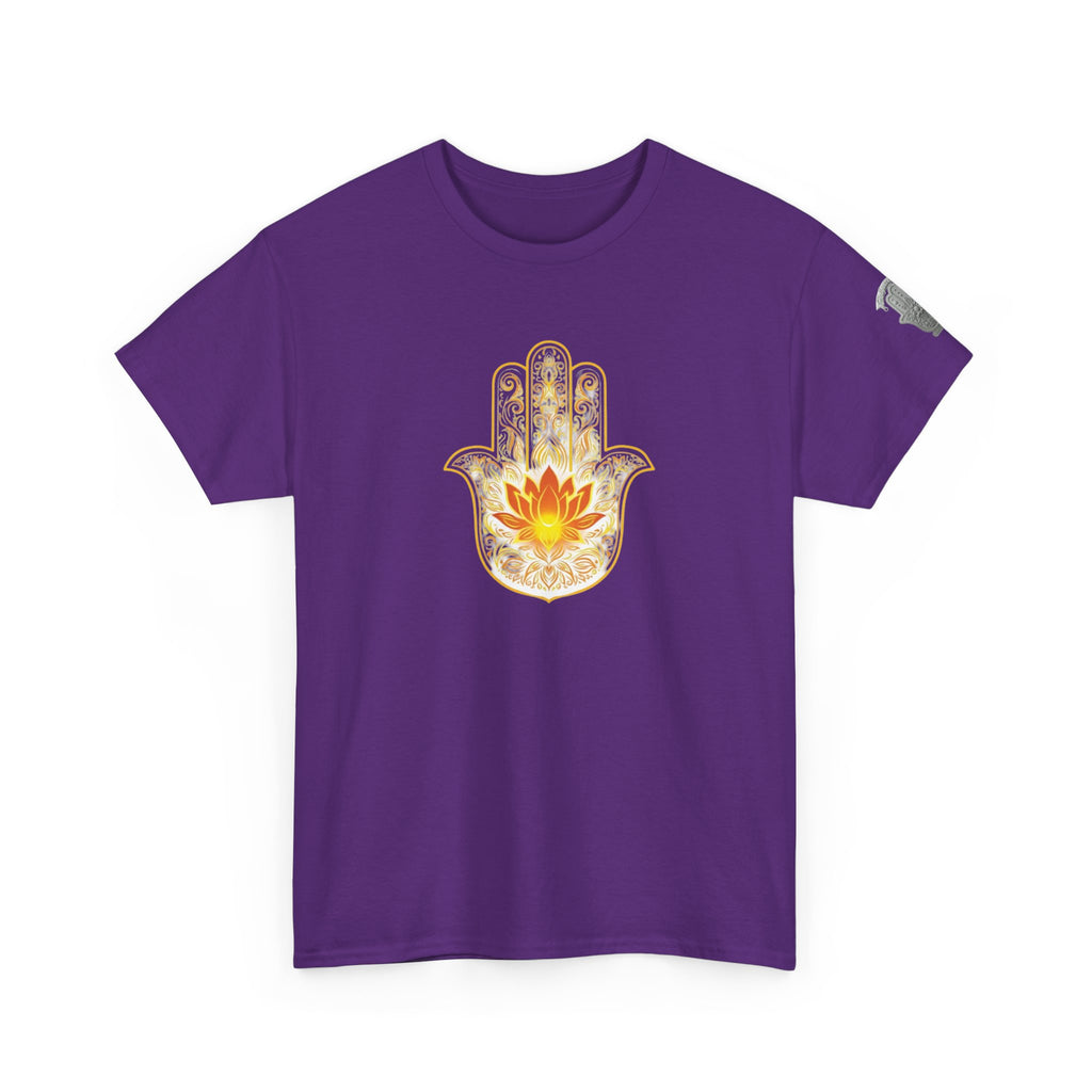 Hamsa Lotus T-Shirt — Spiritual Protection T-Shirt with Lotus and Hamsa Design