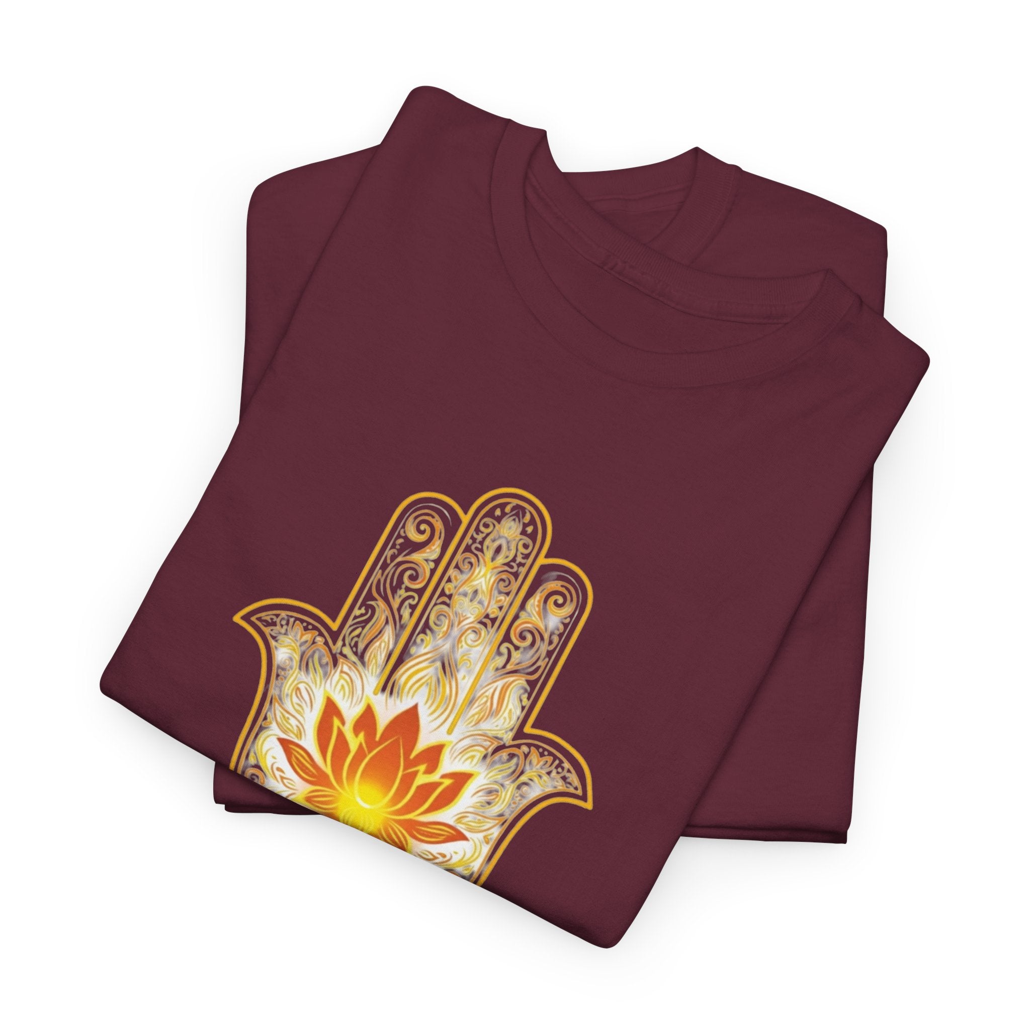 Hamsa Lotus T-Shirt — Spiritual Protection T-Shirt with Lotus and Hamsa Design
