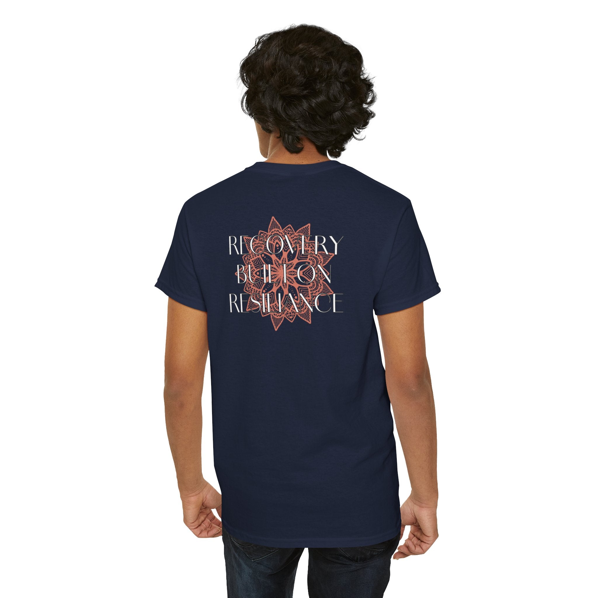 Recovery Built on Resilience Tee — Minimal Lotus Graphic Motivational T‑Shirt