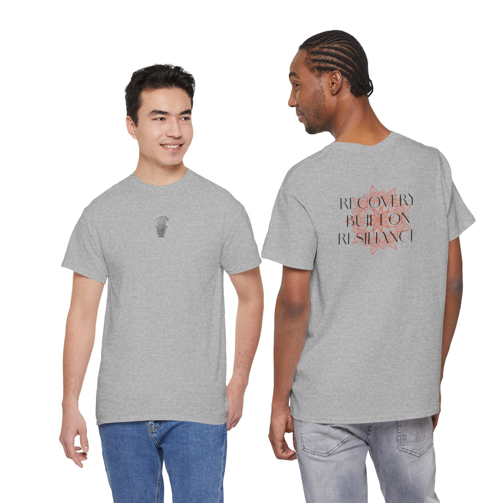 Recovery Built on Resilience Tee — Minimal Lotus Graphic Motivational T‑Shirt