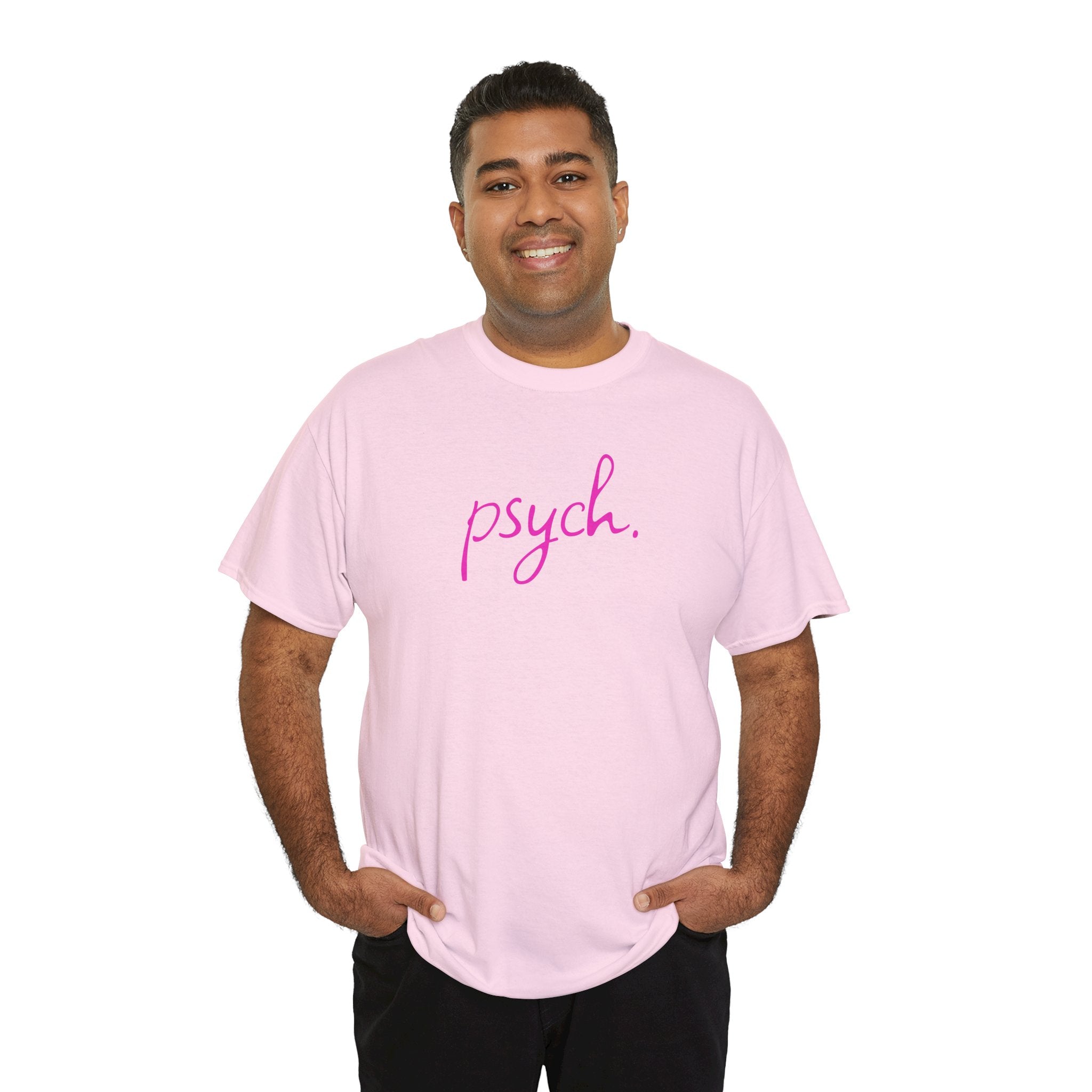 Psych Script T‑Shirt — Minimal Pink "psych." Tee for Psych Students & Mental Health Advocates
