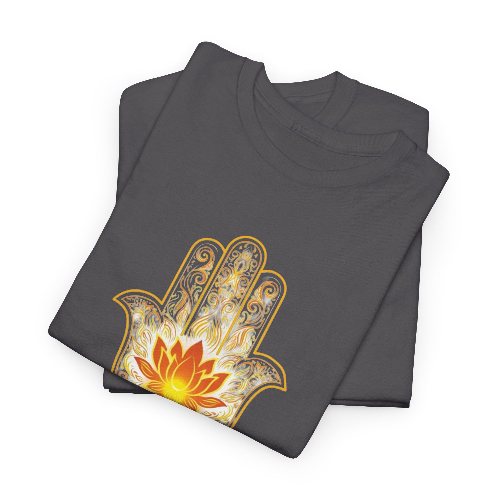 Hamsa Lotus T-Shirt — Spiritual Protection T-Shirt with Lotus and Hamsa Design