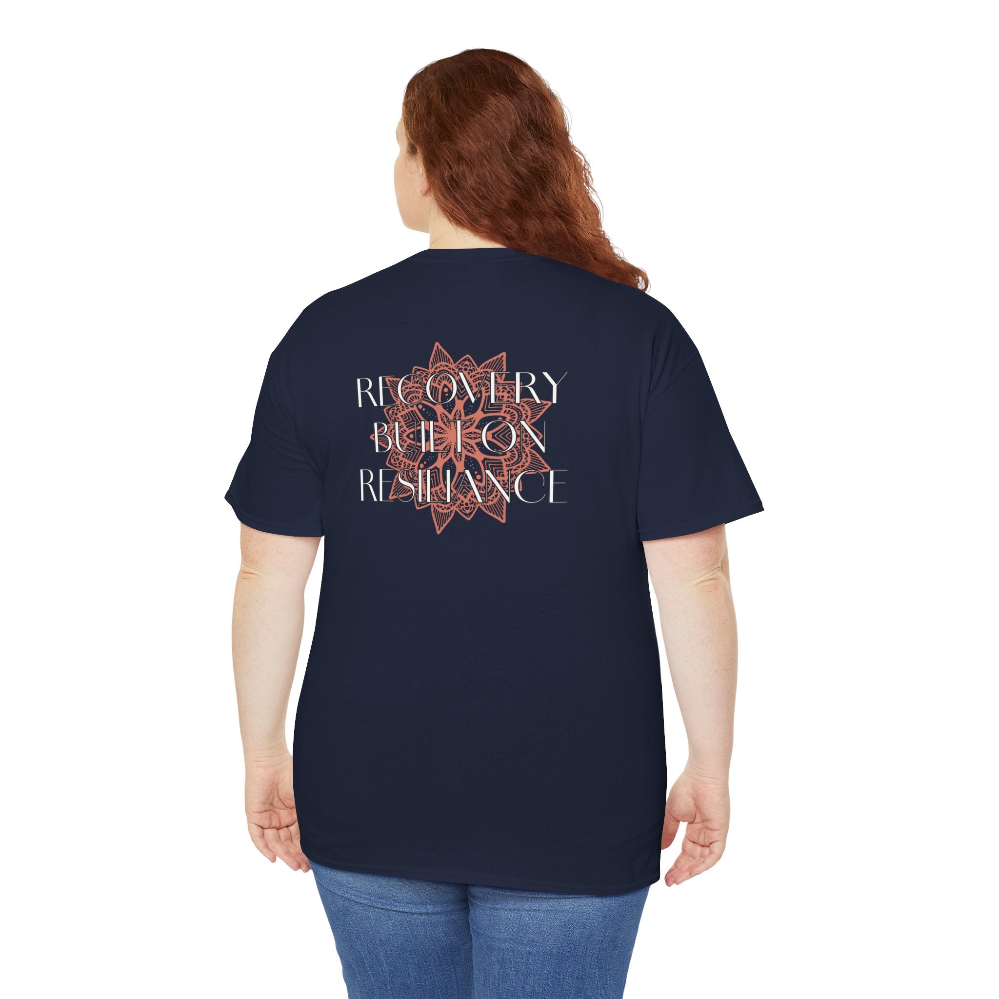 Recovery Built on Resilience Tee — Minimal Lotus Graphic Motivational T‑Shirt