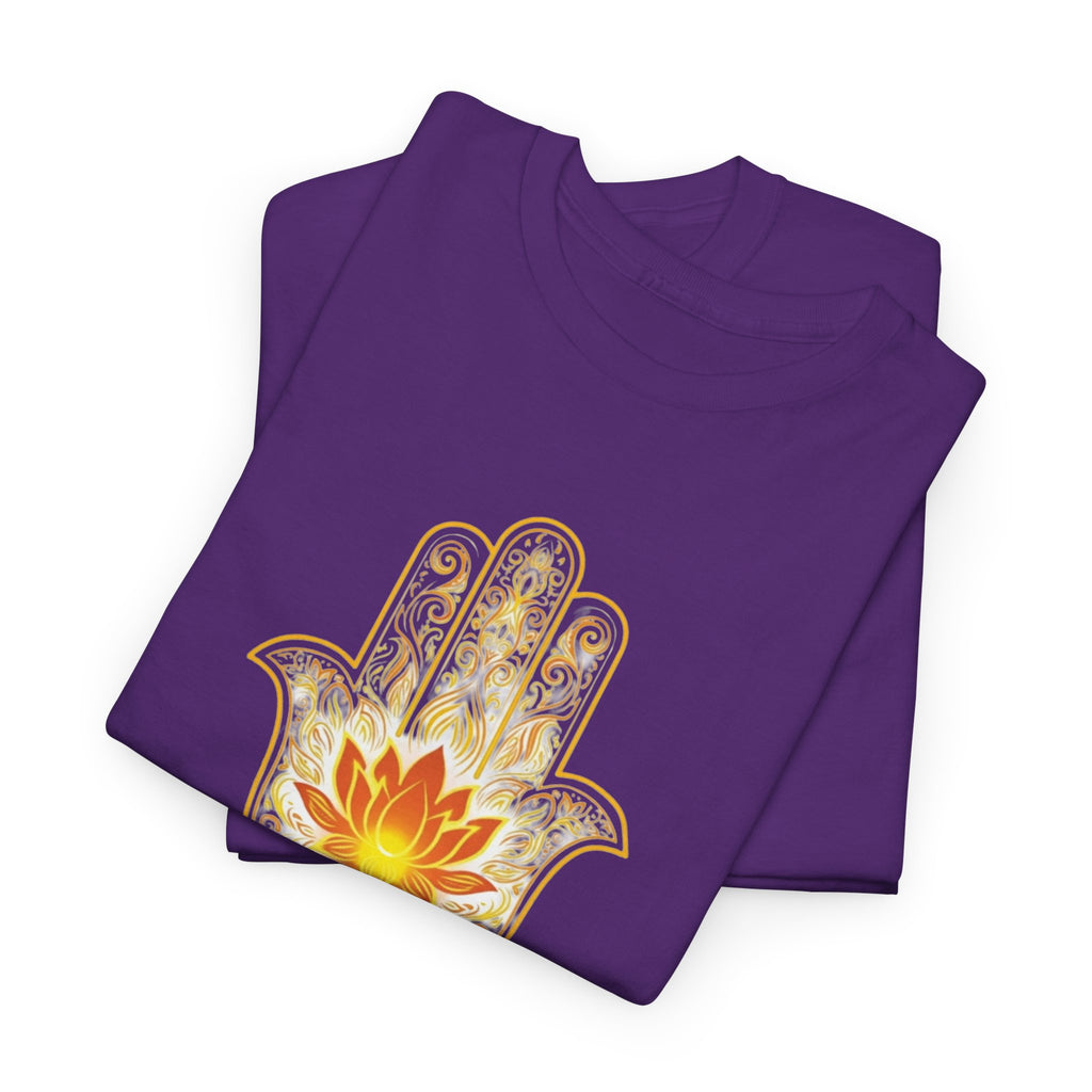 Hamsa Lotus T-Shirt — Spiritual Protection T-Shirt with Lotus and Hamsa Design