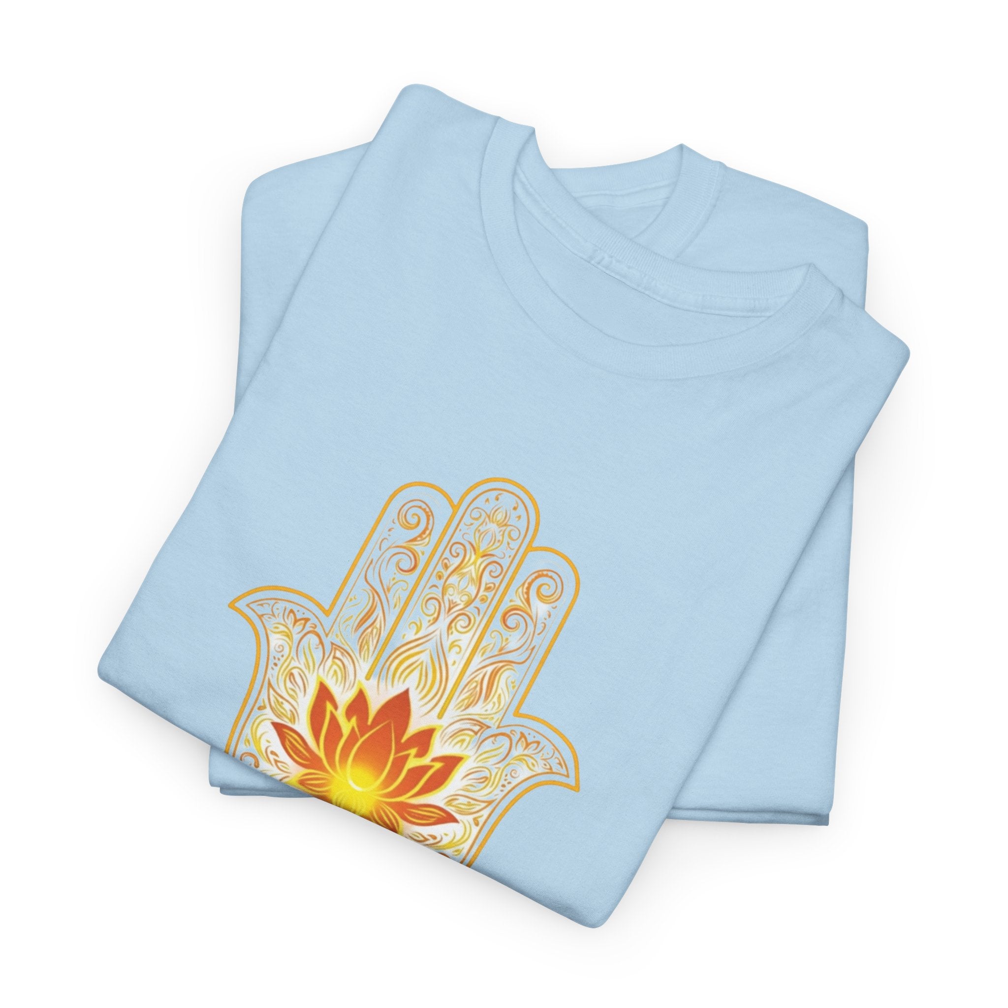 Hamsa Lotus T-Shirt — Spiritual Protection T-Shirt with Lotus and Hamsa Design