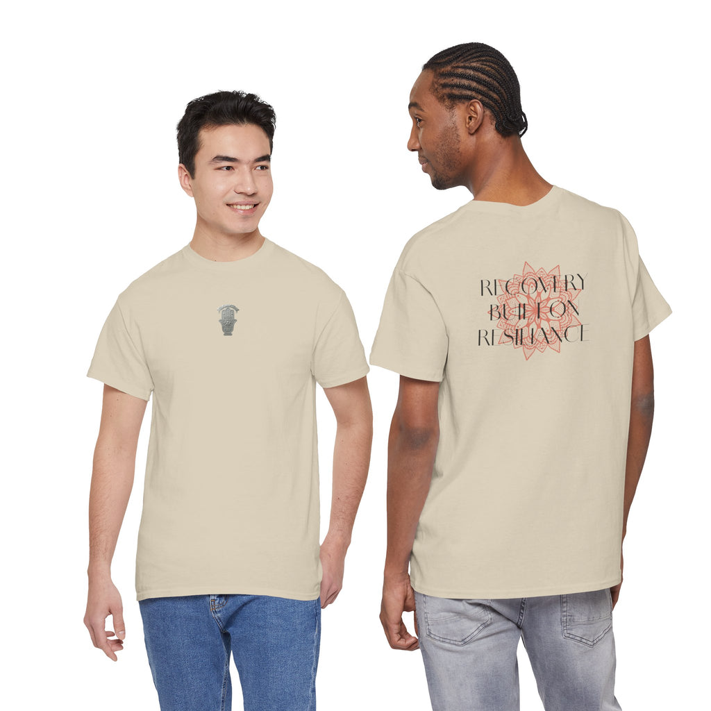 Recovery Built on Resilience Tee — Minimal Lotus Graphic Motivational T‑Shirt
