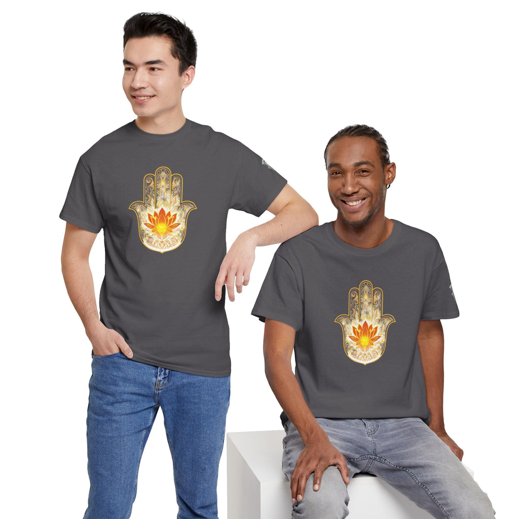 Hamsa Lotus T-Shirt — Spiritual Protection T-Shirt with Lotus and Hamsa Design